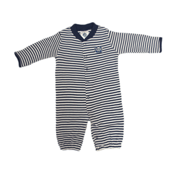 convertible infant romper navy stripe